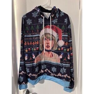 Taylor Swift Beloved Christmas Holiday Ugly Pullover Hoodie Size Large
